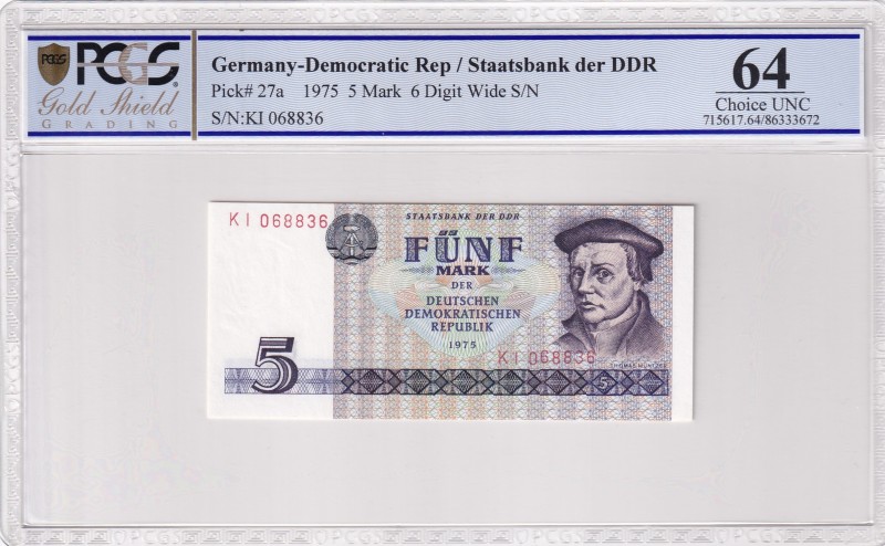 Germany - Democratic Republic, 5 Mark, 1975, UNC, p27a
PCGS 64
Estimate: USD 4...
