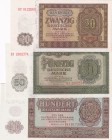 Germany - Democratic Republic, 20-50-100 Deutsche Mark, 1948/1955, UNC, p13b; p14; p21, (Total 3 banknotes)
Estimate: USD 40-80