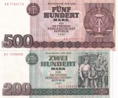 Germany - Democratic Republic, 200-500 Mark, 1985, AUNC(-), p32; p33, (Total 2 banknotes)
Estimate: USD 20-40