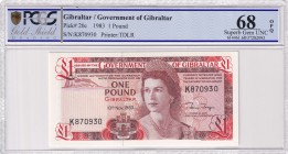 Gibraltar, 1 Pound, 1983, UNC, p20c
PCGS 68 OPQ, High Condition
Estimate: USD 60-120