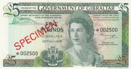 Gibraltar, 5 Pounds, 1975, UNC, p21aCS1, SPECIMEN
Collector Series
Estimate: USD 40-80