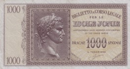 Greece, 1.000 Drachmai, 1941, XF, pM17
There are pinhole.
Estimate: USD 30-60