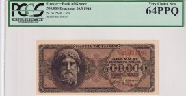 Greece, 500.000 Drachmai, 1944, UNC, p126a
PCGS 64 PPQ
Estimate: USD 25-50