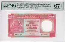 Hong Kong, 100 Dollars, 1992, UNC, p198d
PMG 67 EPQ, High condition
Estimate: USD 75-150