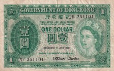 Hong Kong, 1 Dollar, 1956, VF, p324Ab
Queen Elizabeth II. Potrait
Estimate: USD 20-40