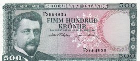 Iceland, 500 Kronur, 1961, UNC, p45a
Estimate: USD 20-40