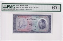 Iran, 10 Rials, 1954, UNC, p64
PMG 67 EPQ, High condition
Estimate: USD 60-120
