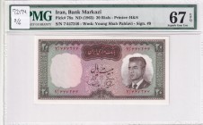 Iran, 20 Rials, 1965, UNC, p78a
PMG 67 EPQ, High condition
Estimate: USD 200-400