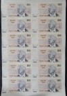 Israel, 50 Sheqalim, 1978, UNC, p46, (Total 12 banknotes)
12 blocked. Uncut.
Estimate: USD 60-120