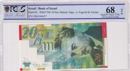 Israel, 20 New Sheqalim, 2008, UNC, p64
PCGS 68 OPQ, High Condition
Estimate: USD 25-50