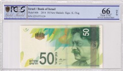 Israel, 50 New Shekels, 2014, UNC, p66b
PCGS 66 OPQ
Estimate: USD 50-100
