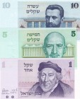 Israel, 1-5-10 Sheqalim, 1978, UNC, p43; p44; p45, (Total 3 banknotes)
Estimate: USD 20-40