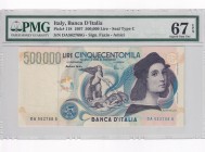 Italy, 500.000 Lire, 1997, UNC, p118
PMG 67 EPQ, High condition
Estimate: USD 500-1000