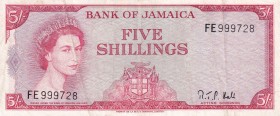 Jamaica, 5 Shillings, 1964, XF, p51Ac
Queen Elizabeth II. Potrait
Estimate: USD 40-80