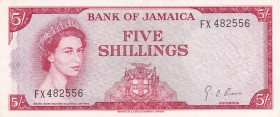 Jamaica, 5 Shillings, 1964, AUNC, p51Ad
Queen Elizabeth II. Potrait
Estimate: USD 150-300