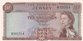 Jersey, 10 Shillings, 1963, XF(+), p7a
Queen Elizabeth II. Potrait
Estimate: USD 20-40