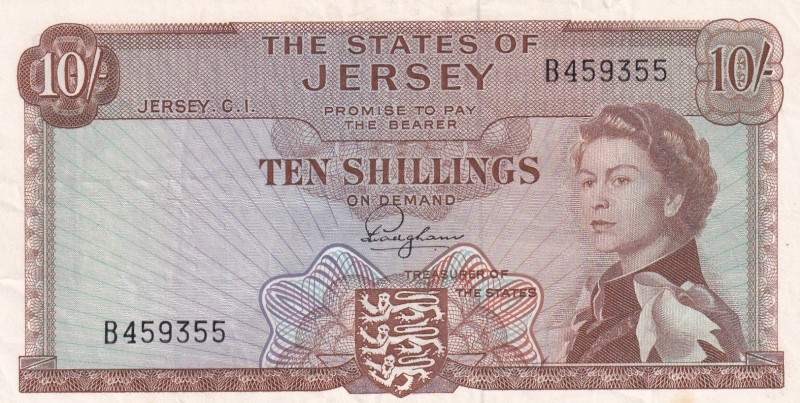 Jersey, 10 Shilings, 1963, XF, p7a
Queen Elizabeth II. Potrait
Estimate: USD 2...