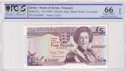 Jersey, 5 Pounds, 1993, UNC, p21a
PCGS 66 OPQ
Estimate: USD 40-80