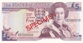 Jersey, 5 Pounds, 1993, UNC, p21As, SPECIMEN
Estimate: USD 50-100