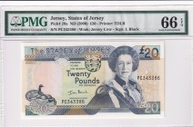 Jersey, 20 Pounds, 2000, UNC, p29a
PMG 66 EPQ, Queen Elizabeth II. Potrait
Estimate: USD 100-200