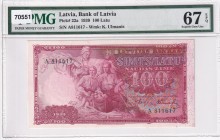 Latvia, 100 Latu, 1939, UNC, p22a
PMG 67 EPQ
Estimate: USD 750-1500