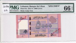 Lebanon, 5.000 Livres, 2014, UNC, p91s, SPECIMEN
Estimate: USD 200-400