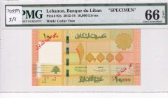 Lebanon, 10.000 Livres, 2012/2014, UNC, p92s, SPECIMEN
PMG 66 EPQ
Estimate: USD 150-300