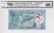 Lebanon, 50.000 Livres, 2015, UNC, p98s, SPECIMEN
PMG 66 EPQ, Commemorative banknot
Estimate: USD 100-200