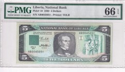 Liberia, 5 Dollars, 1989, UNC, p19
PMG 66 EPQ
Estimate: USD 40-80