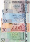 Libya, 5-10-20-50 Dinars, 2015/2016, p81; p82; p83; p84, (Total 4 banknotes)
5-10 Dinars, 2015, UNC(-), there is a fluctuation; 20-50 Dinars, 2016, U...
