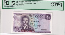 Luxembourg, 20 Francs, 1966, UNC, p54ct
PCGS 67 PPQ, High Condition
Estimate: USD 500-1000