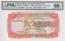 Macau, 1.000 Patacas, 1999, UNC, p75b
PMG 66 EPQ
Estimate: USD 300-600