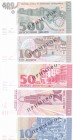 Macedonia, 10-20-50-100-500 Denari, 1993, UNC, p9; p10; p11; p12; p13, SPECIMEN (Total 5 banknotes)
Estimate: USD 100-200
