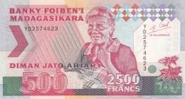 Madagascar, 2.500 Francs=500 Ariary, 1993, UNC, p72Ab
Estimate: USD 15-30