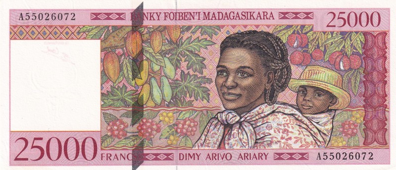 Madagascar, 25.000 Francs=5.000 Ariary, 1998, UNC, p82
Estimate: USD 25-50