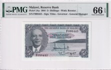 Malawi, 5 Shillings, 1964, UNC, p1Aa
PMG 66 EPQ
Estimate: USD 250-500