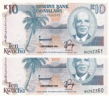 Malawi, 10 Kwacha, 1992, UNC, p25b, (Total 2 consecutive banknotes)
Estimate: USD 20-40