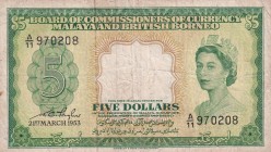 Malaya and British Borneo, 5 Dollars, 1953, VF, p2a
Queen Elizabeth II. Potrait
Estimate: USD 180-360