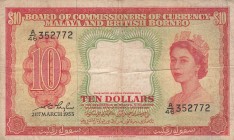 Malaya and British Borneo, 10 Dollars, 1953, VF(-), p3a
Queen Elizabeth II. Potrait
Estimate: USD 75-150