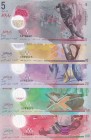 Maldives, 5-10-20-50-100 Rufiyaa, 2015/2017, UNC, pA26-p29, (Total 5 banknotes)
Polymer plastics banknote
Estimate: USD 25-50