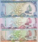 Maldives, 10-20-50 Rufiyaa, 2006/2008, UNC, p19c; p20c; p21b, (Total 3 banknotes)
Estimate: USD 15-30