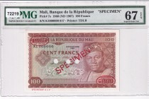 Mali, 100 Francs, 1960, UNC, p7s, SPECIMEN
PMG 67 EPQ, High condition
Estimate: USD 500-1000