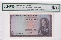 Malta, 5 Pounds, 1968, UNC, p30
PMG 65 EPQ
Estimate: USD 300-600