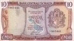 Malta, 10 Liri, 1967, XF(-), p33e
Stained
Estimate: USD 100-200