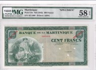 Martinique, 100 Francs, 1942, AUNC, p19s, SPECIMEN
PMG 58 EPQ
Estimate: USD 500-1000