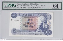 Mauritius, 5 Rupees, 1967, UNC, p30c
PMG 64
Estimate: USD 40-80