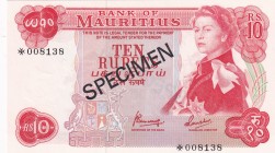 Mauritius, 10 Rupees, 1975, UNC, p31cCS1, SPECIMEN
Collector Series, Queen Elizabeth II. Potrait
Estimate: USD 50-100