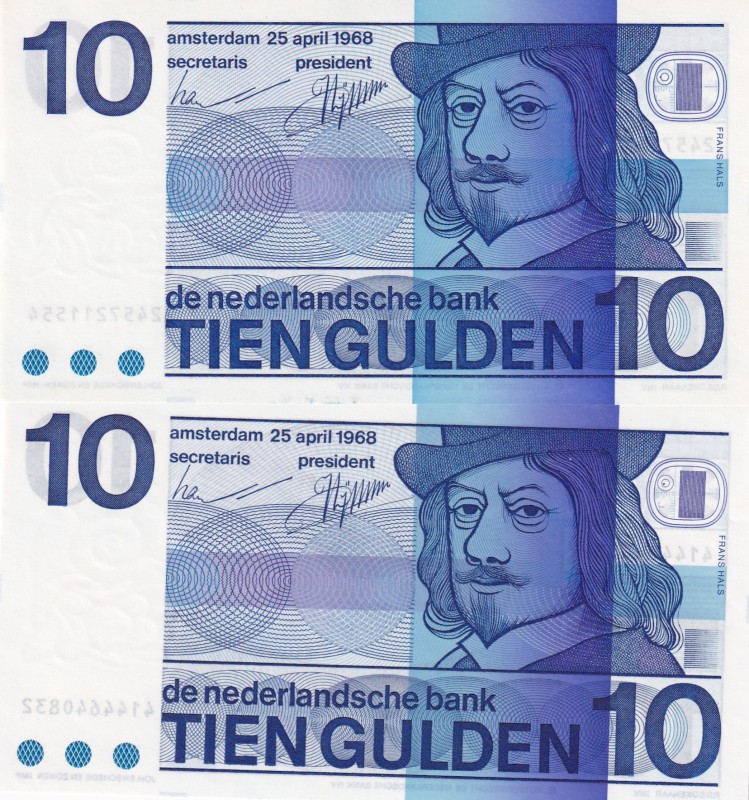 Netherlands, 10 Gulden, 1968, UNC, p91b, (Total 2 banknotes)
Estimate: USD 20-4...