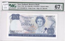 New Zealand, 10 Dollars, 1985/1989, UNC, p172b
PMG 67 EPQ, High condition
Estimate: USD 150-300