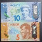 New Zealand, 5-10 Dollars, 2015, UNC, p191;p192, (Total 2 banknotes)
Estimate: USD 20-40